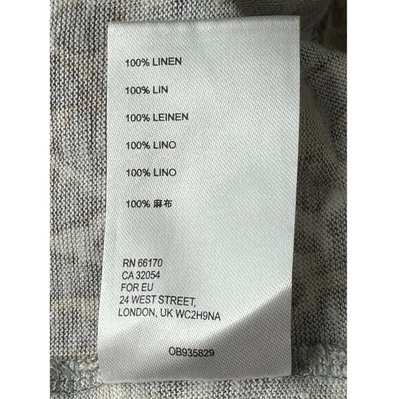 Maeve Anthropologie Top Womens Small Leopard Print 100% Linen Puff Sleeves Gray - Picture 8 of 8